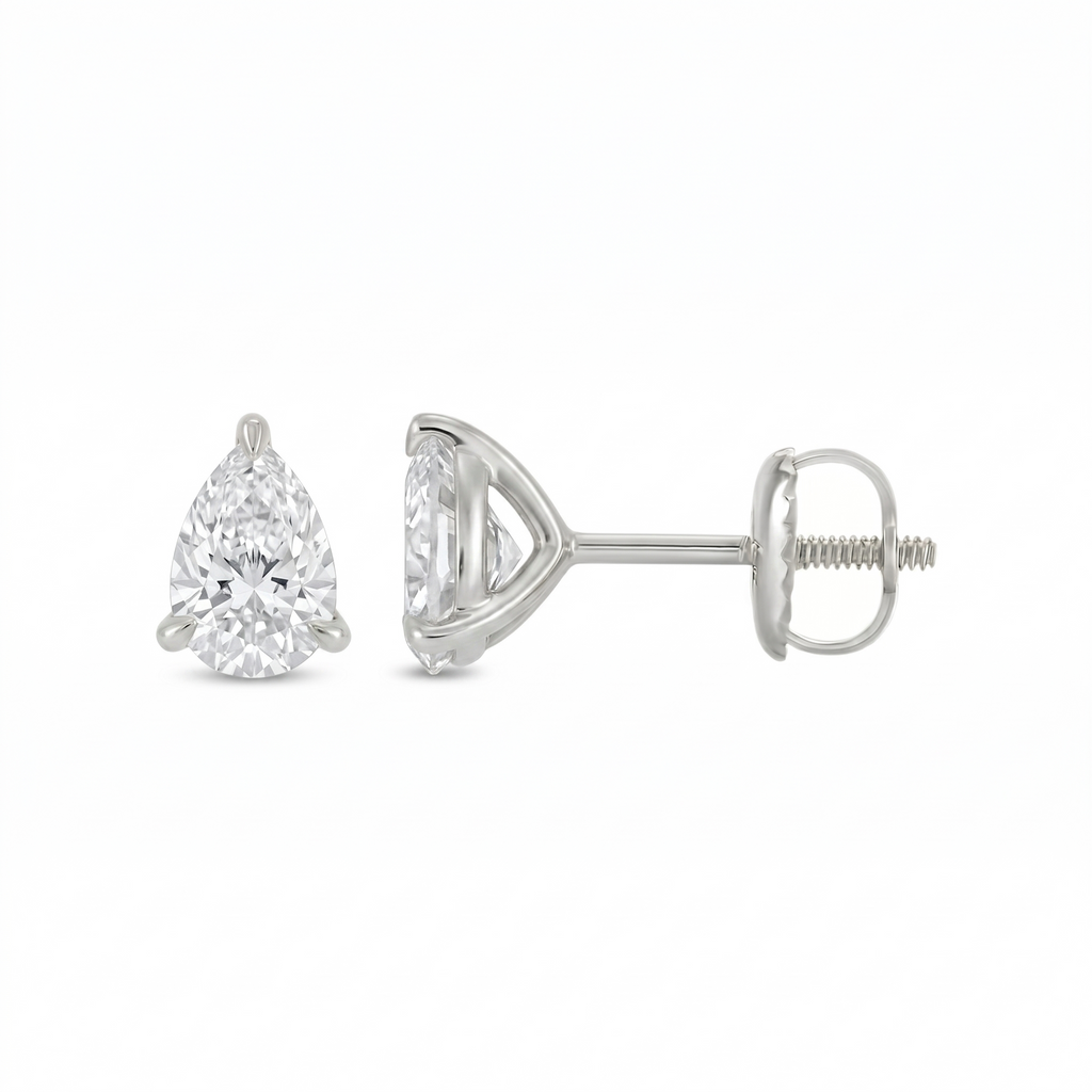 Pear Shaped Classic 3-Prong Lab Grown Diamond Studs