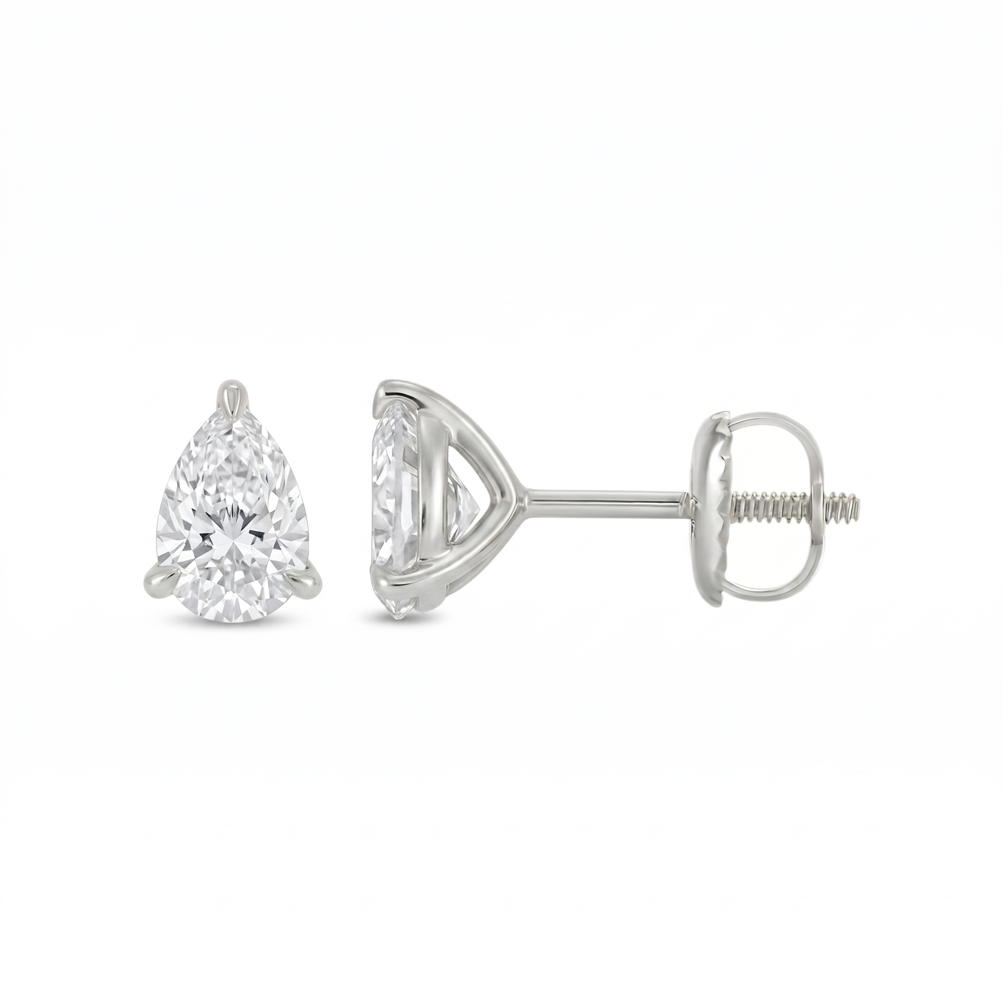 Pear Shaped Classic 3-Prong Lab Grown Diamond Studs