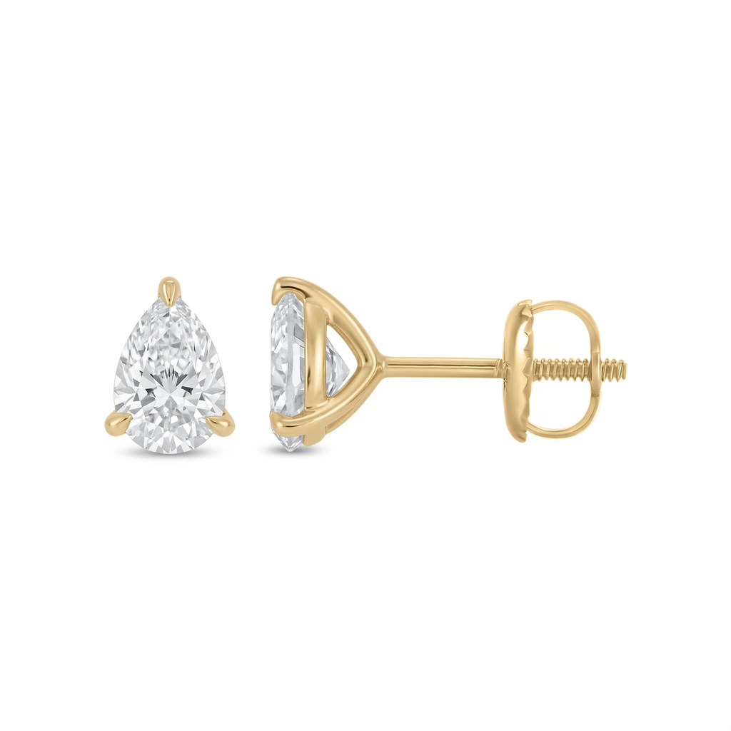 Pear Shaped Classic 3-Prong Lab Grown Diamond Studs