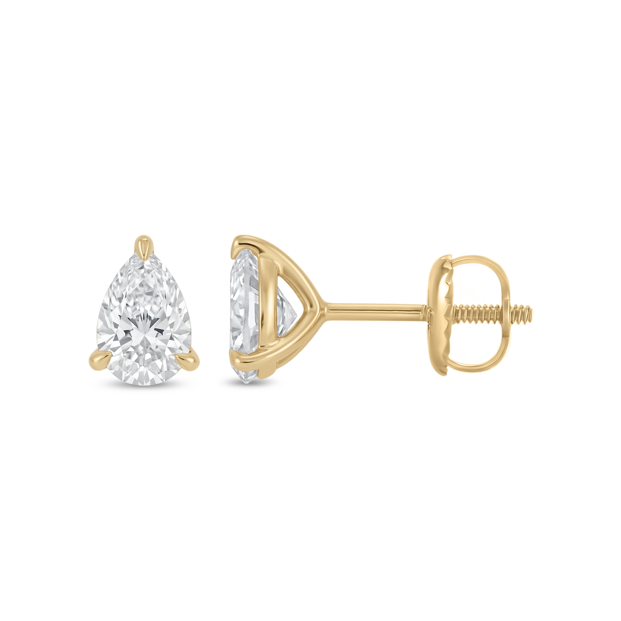 Pear Shaped Classic 3-Prong Lab Grown Diamond Studs