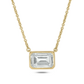 2 CT.T.W. Lab Grown Emerald Cut Diamond Bezel Set Solitaire Necklace in 14K Gold
