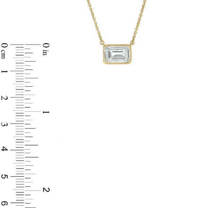 2 CT.T.W. Lab Grown Emerald Cut Diamond Bezel Set Solitaire Necklace in 14K Gold