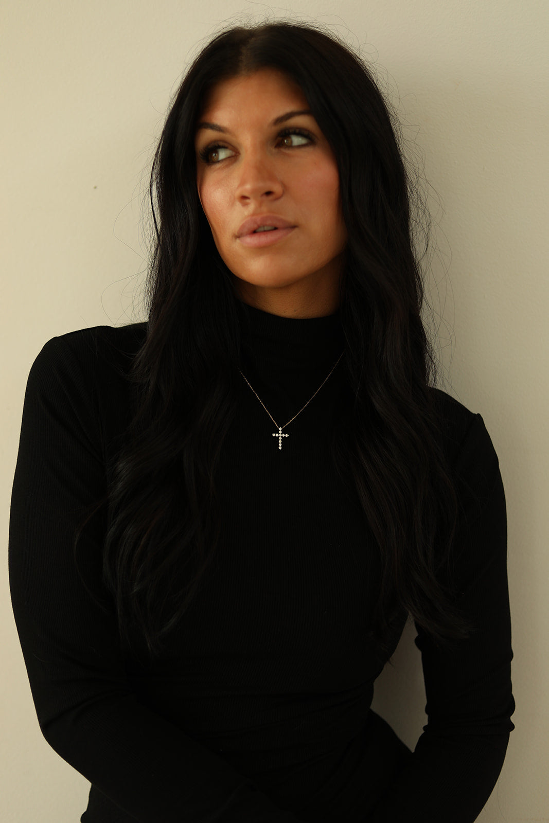 0.45 CT. T.W. Single Shared Prong Lab Grown Diamond Cross Necklace in 14K Gold