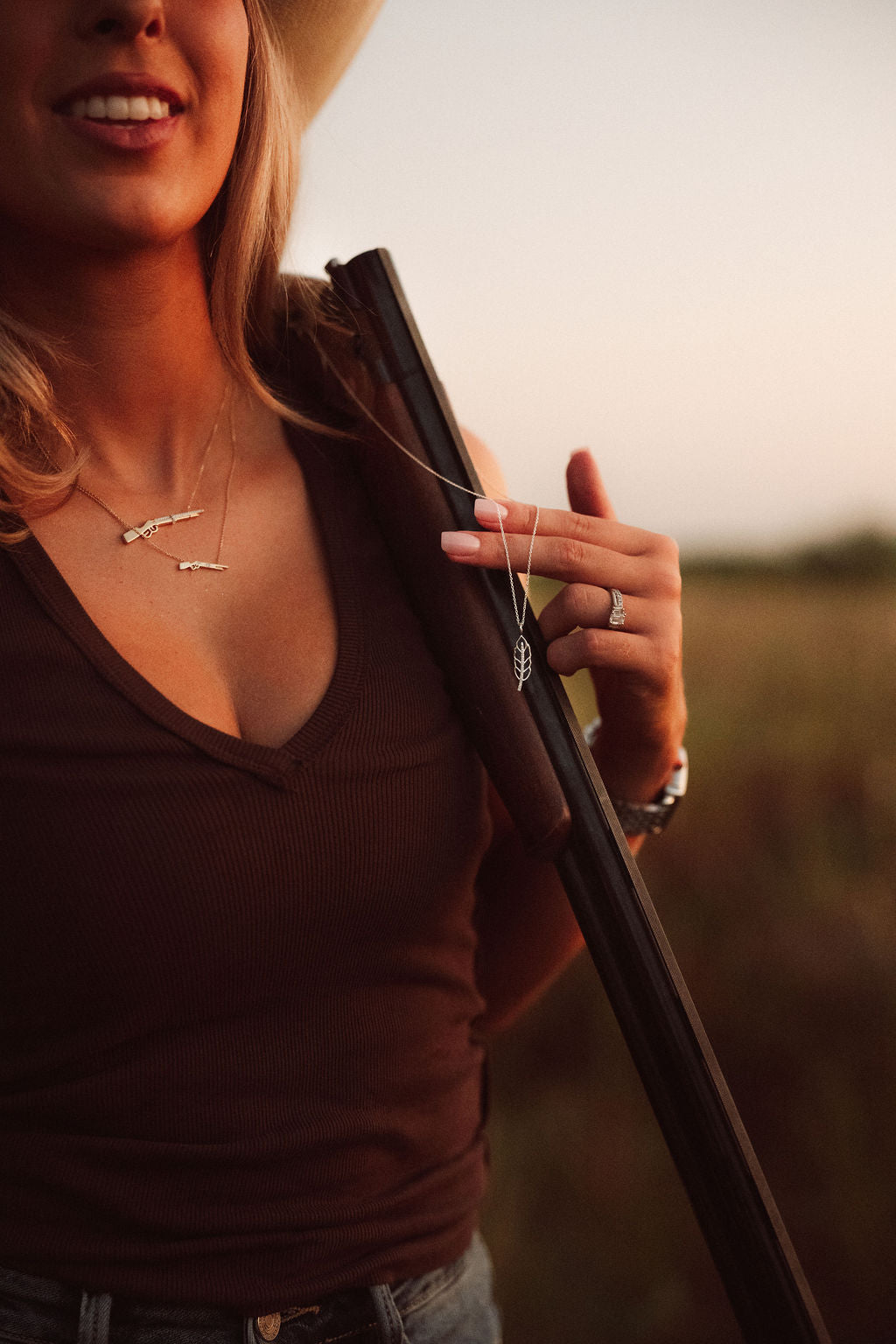 Morgan Nicole Signature Stack by Devereaux Gold Diamond Small Rifle Necklace