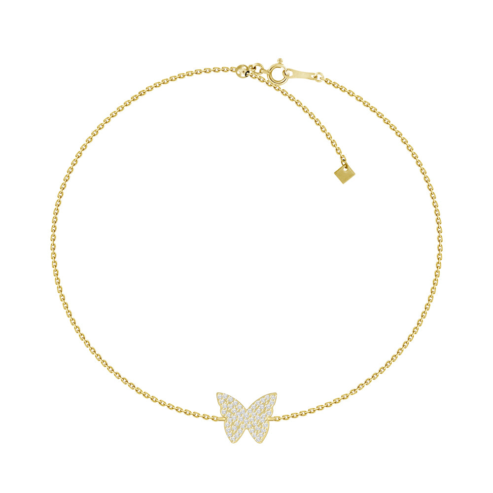 0.12 CT. T.W. Dainty Diamond Butterfly Bracelet in 18K Yellow Gold