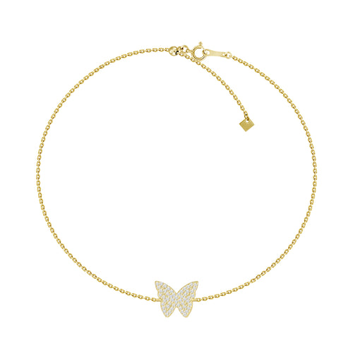 0.12 CT. T.W. Dainty Diamond Butterfly Bracelet in 18K Yellow Gold