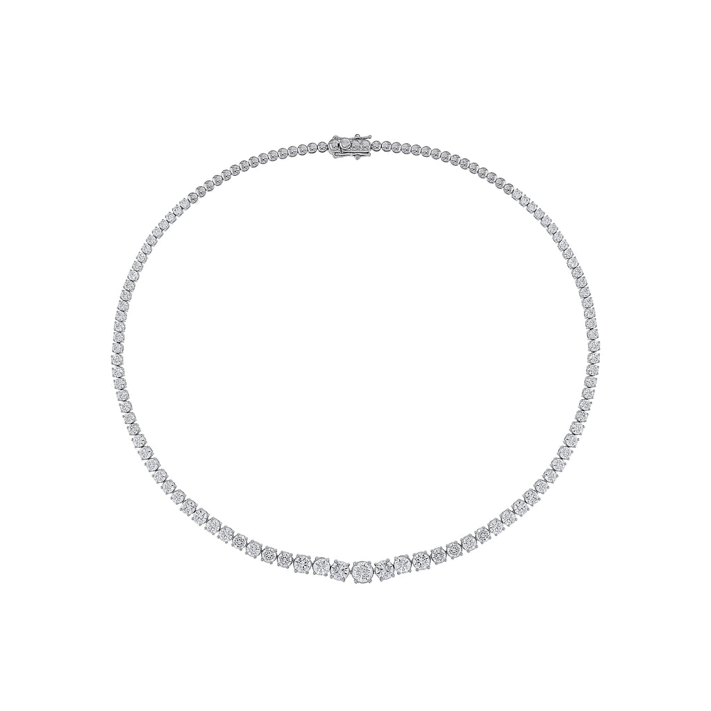 Graduated Lab Grown Diamond Tennis Necklace in 14K Gold