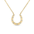 Flush Set Diamond Accent Horseshoe Necklace in 14K Gold