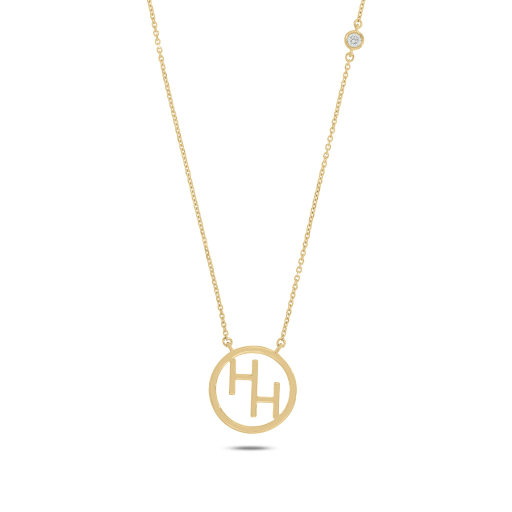 Custom Brand Pendant with Bezel Set Diamond Accent