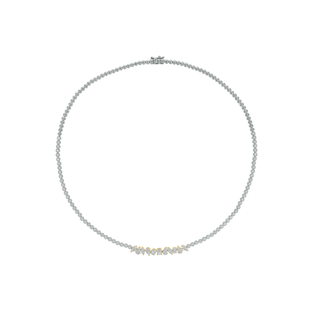 4 CT.T.W. Alternating Fancy Shaped Lab Grown Diamond Tennis Necklace in 14K Gold