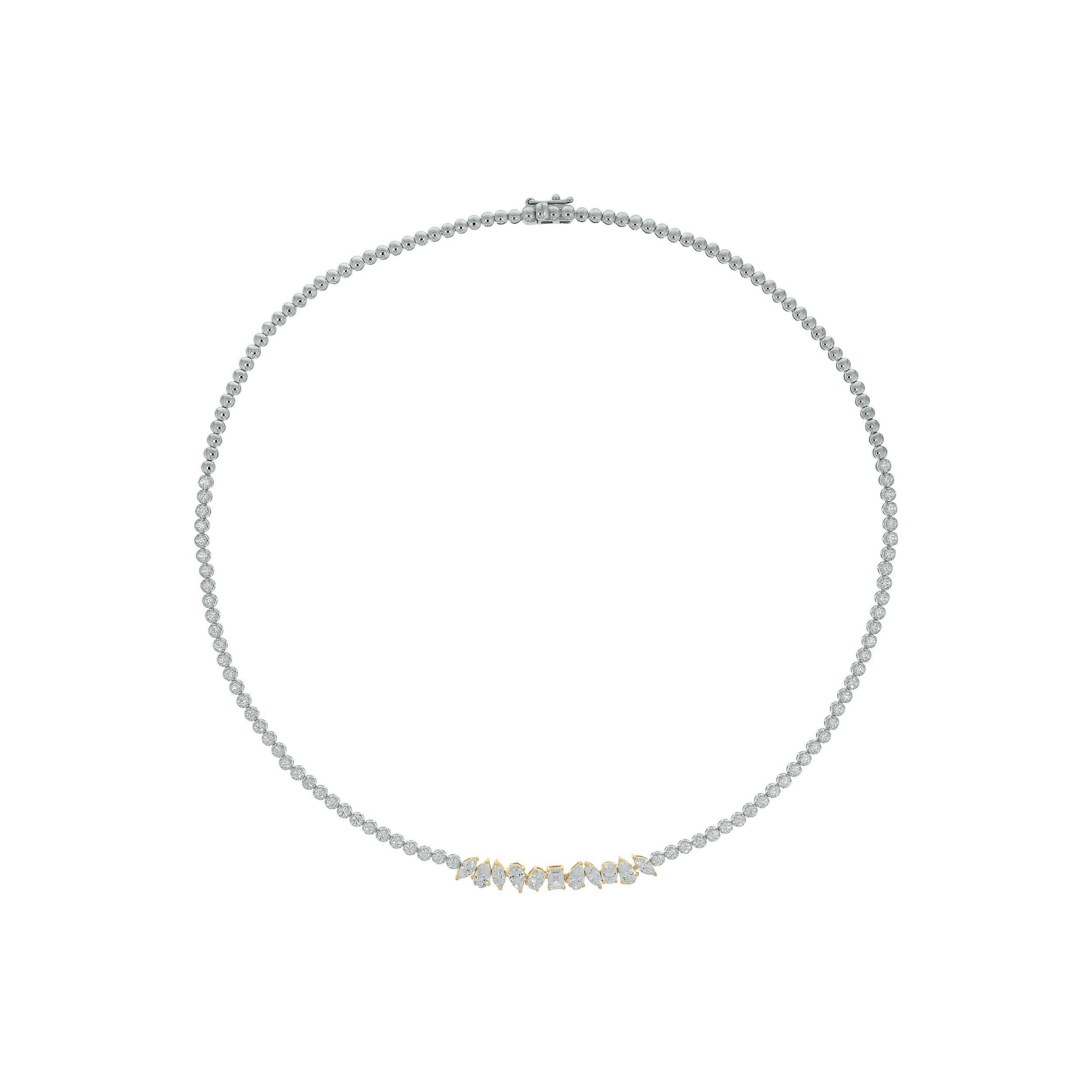 4 CT.T.W. Alternating Fancy Shaped Lab Grown Diamond Tennis Necklace in 14K Gold