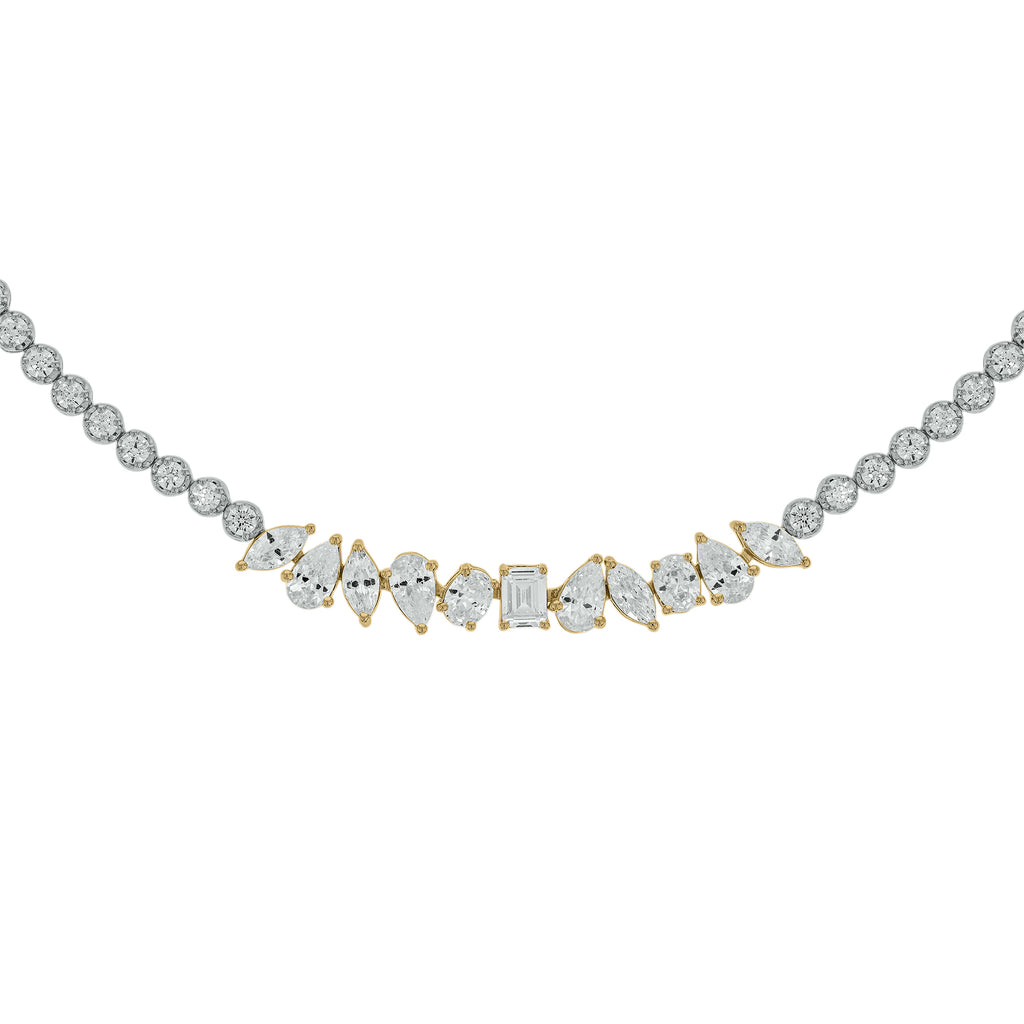 4 CT.T.W. Alternating Fancy Shaped Lab Grown Diamond Tennis Necklace in 14K Gold
