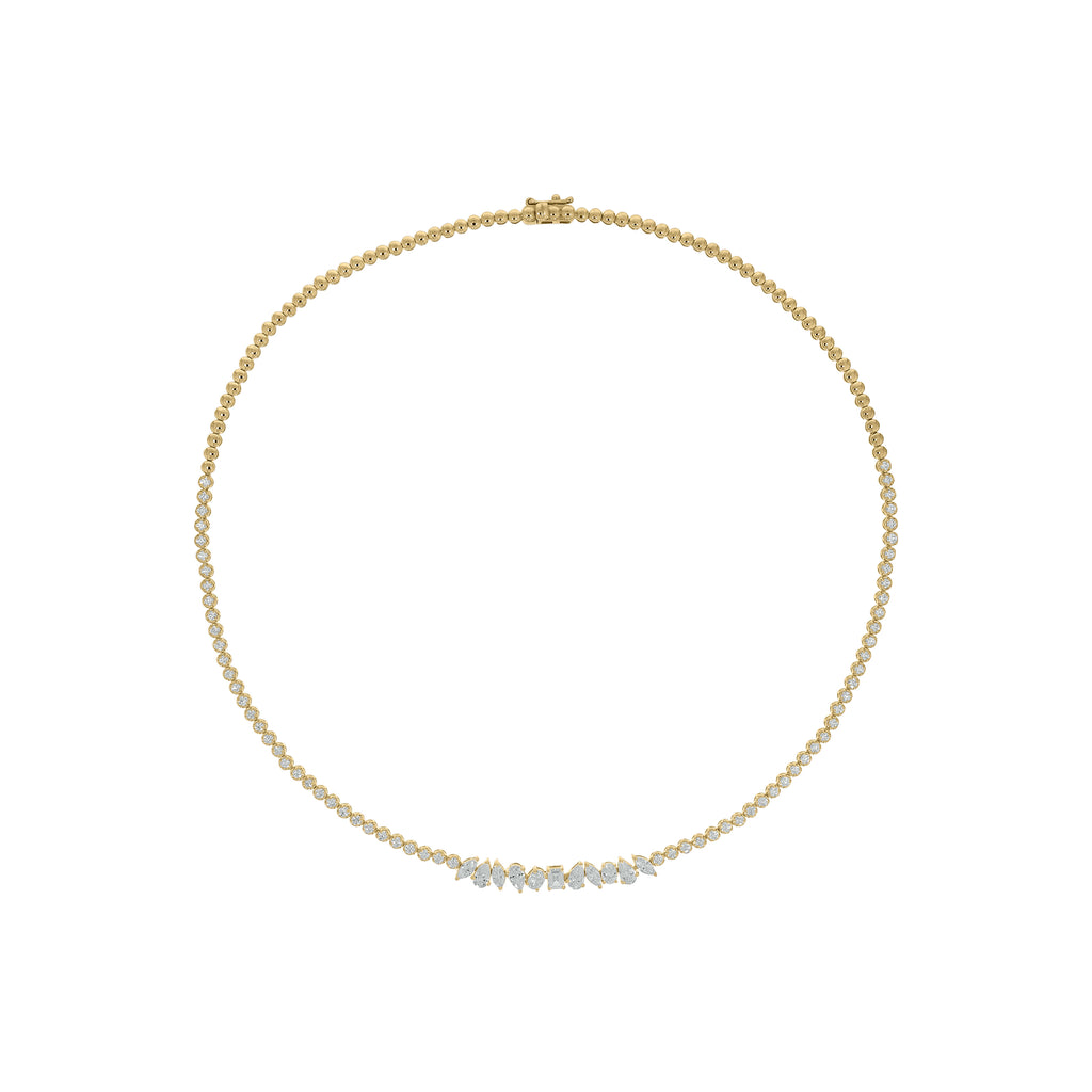 4 CT.T.W. Alternating Fancy Shaped Lab Grown Diamond Tennis Necklace in 14K Gold
