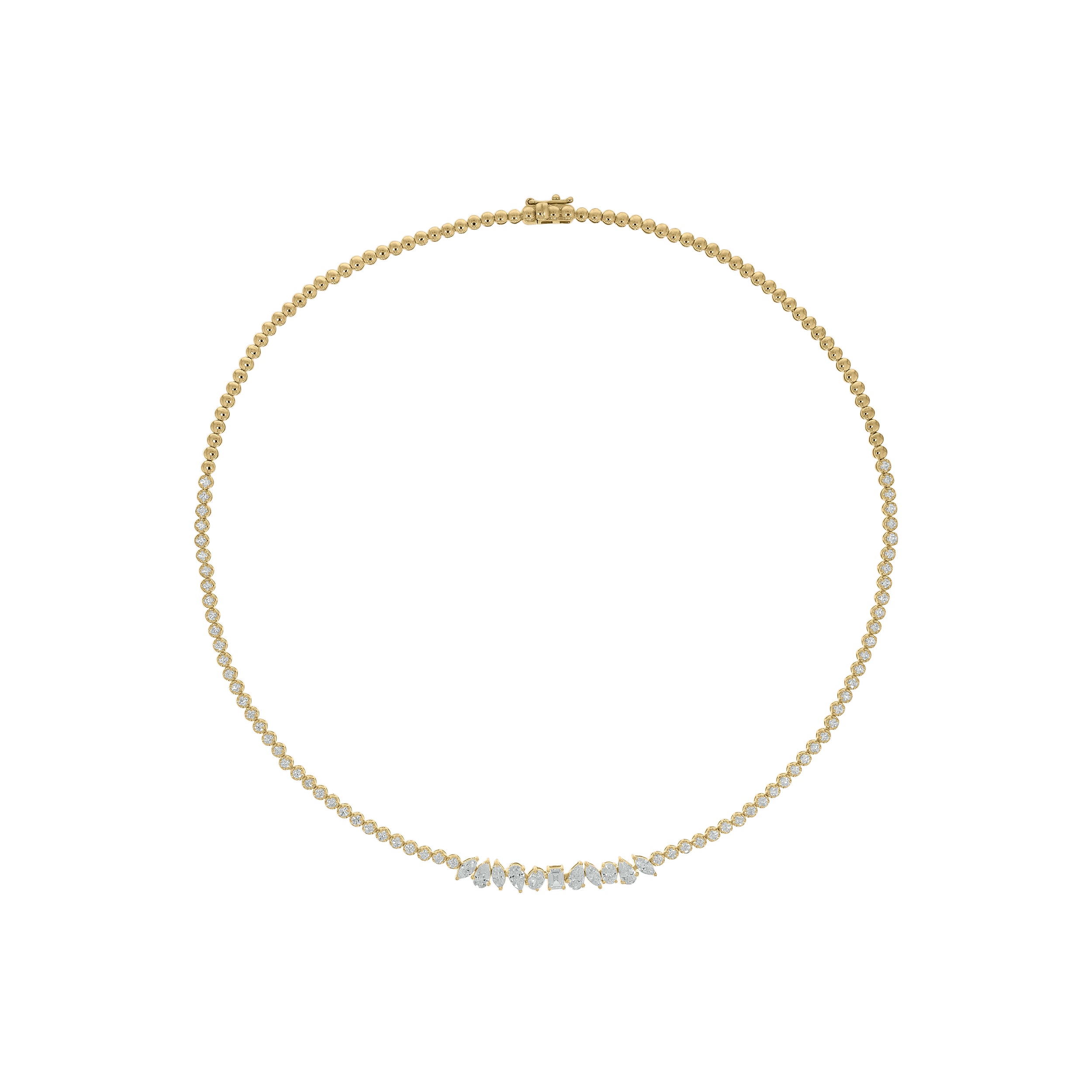 4 CT.T.W. Alternating Fancy Shaped Lab Grown Diamond Tennis Necklace in 14K Gold