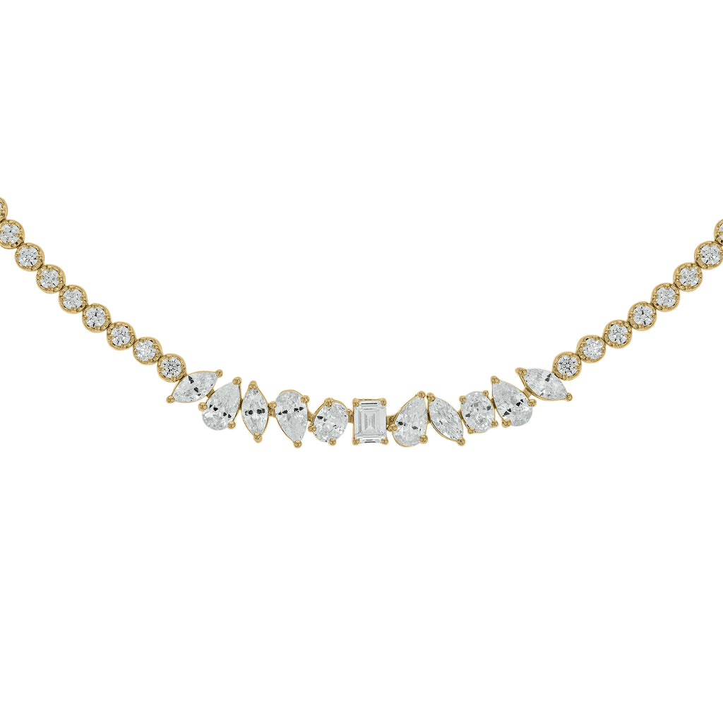 4 CT.T.W. Alternating Fancy Shaped Lab Grown Diamond Tennis Necklace in 14K Gold