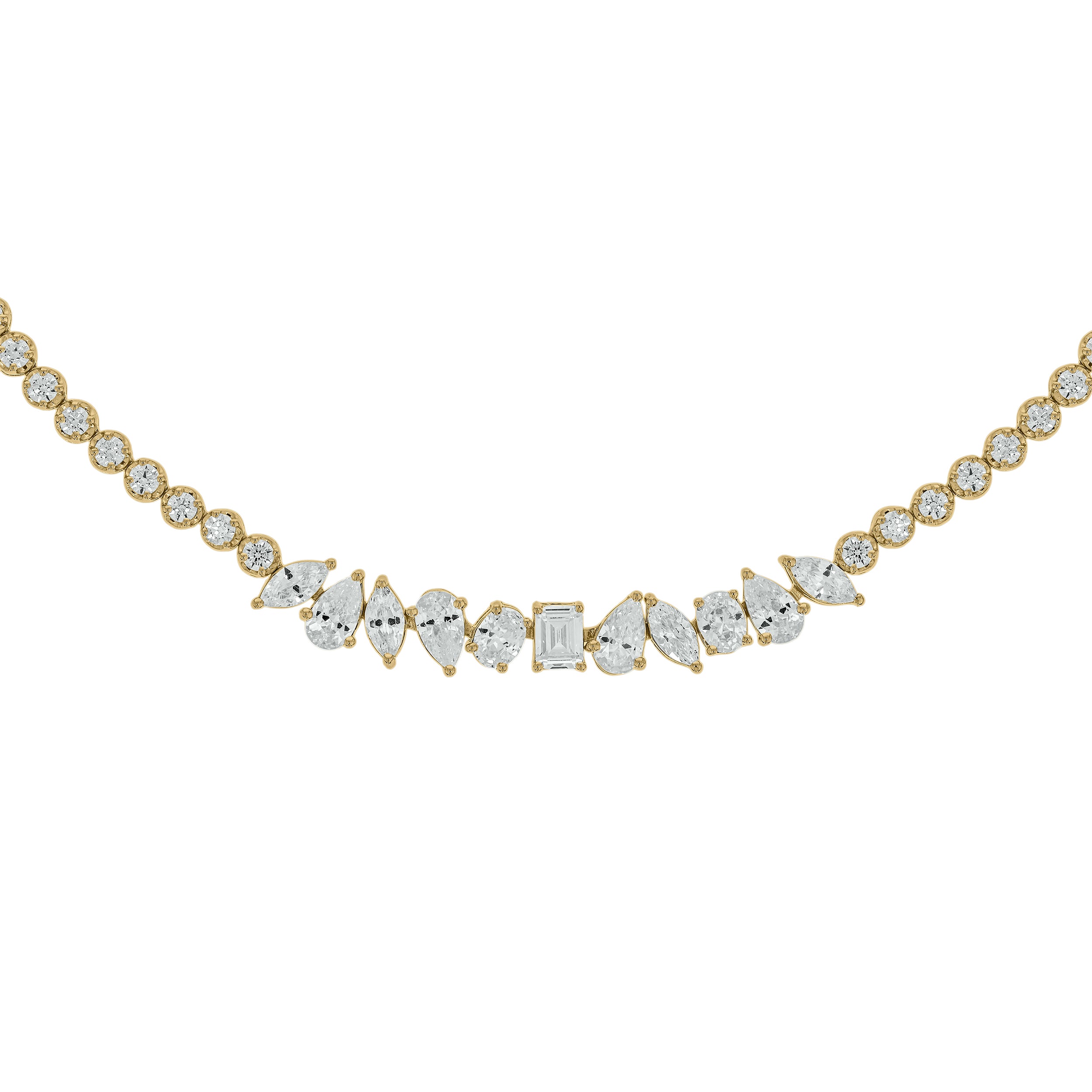 4 CT.T.W. Alternating Fancy Shaped Lab Grown Diamond Tennis Necklace in 14K Gold