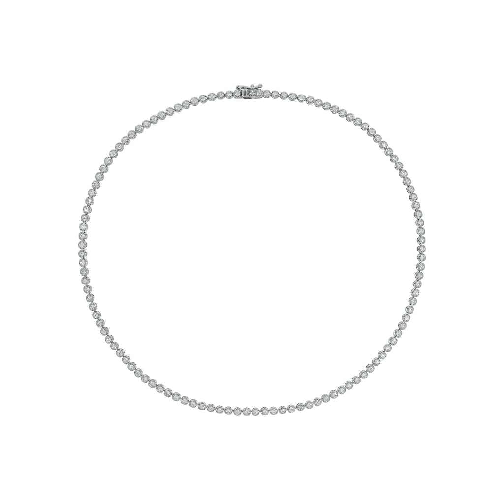 4 CT.T.W. Illusion Set Diamond Tennis Necklace in 14K White Gold