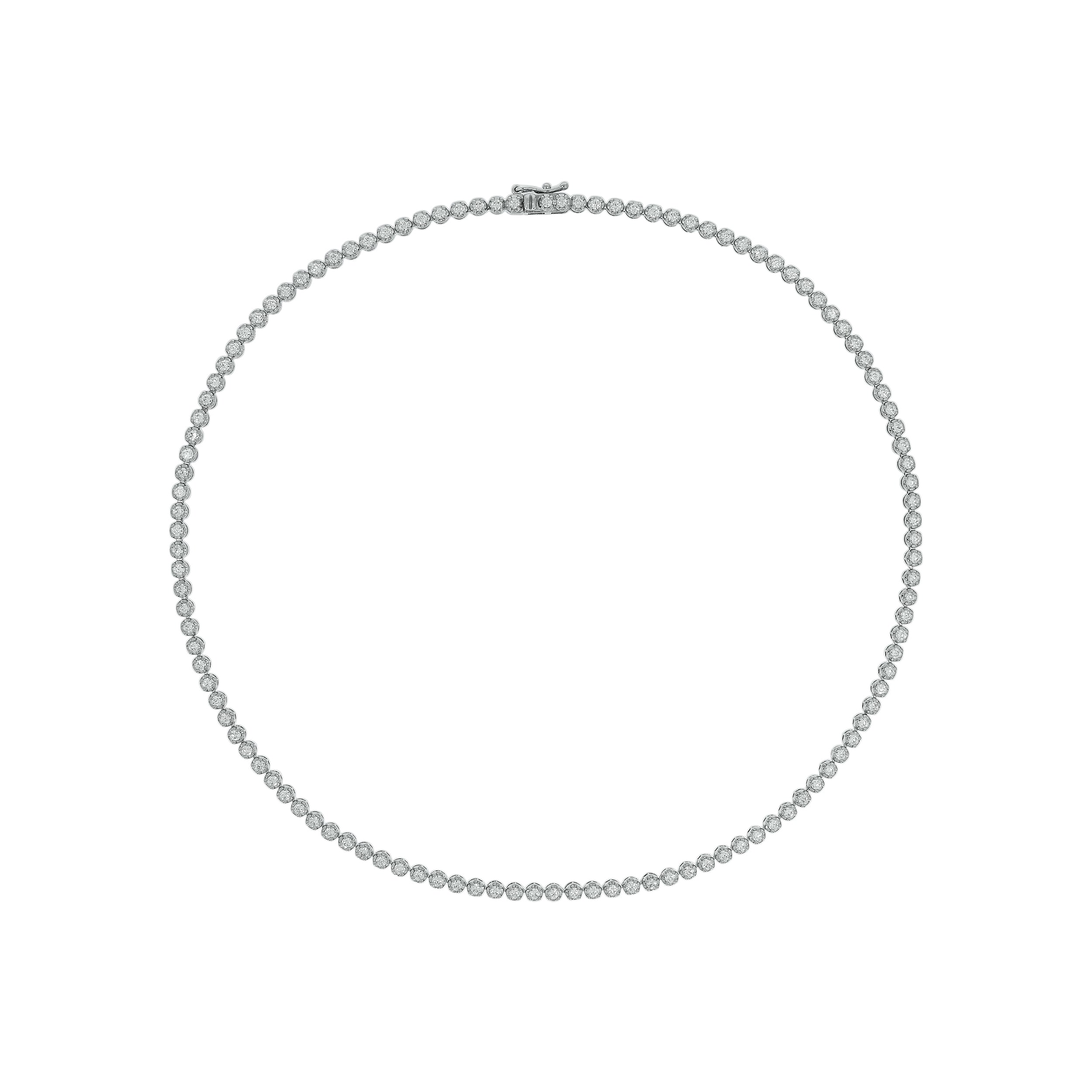 4 CT.T.W. Illusion Set Diamond Tennis Necklace in 14K White Gold