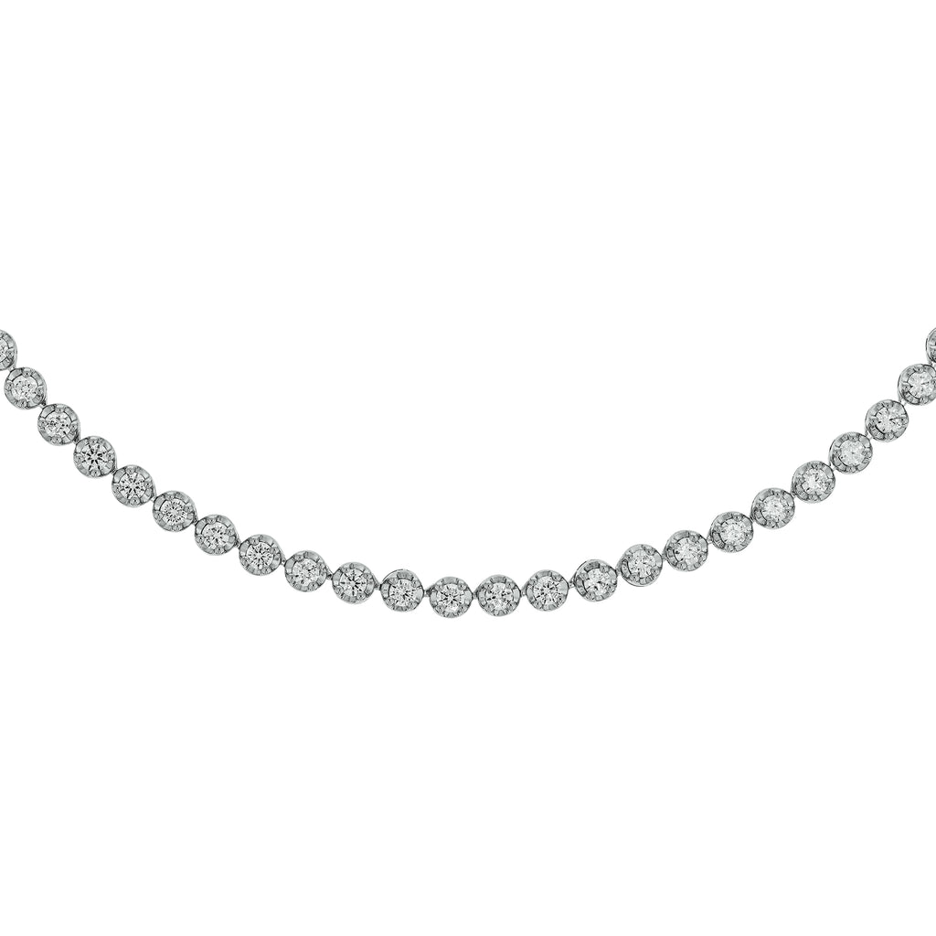 4 CT.T.W. Illusion Set Diamond Tennis Necklace in 14K White Gold