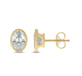 2 CT.T.W. Lab Grown Oval Diamond Bezel Set Solitaire Stud Earrings in 14K Gold