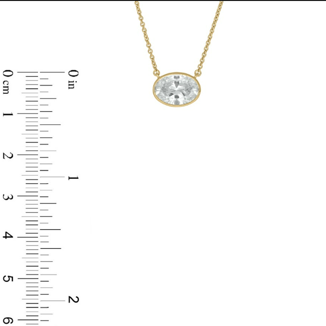 2 CT.T.W. Lab Grown Oval Diamond Bezel Set Solitaire Necklace in 14K Gold