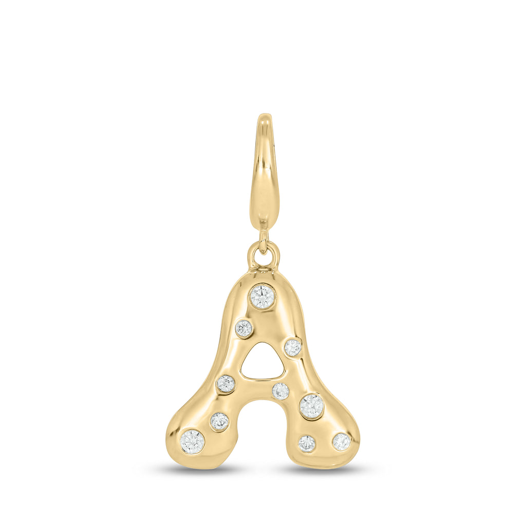 Diamond Bubble Initial Charm Necklace