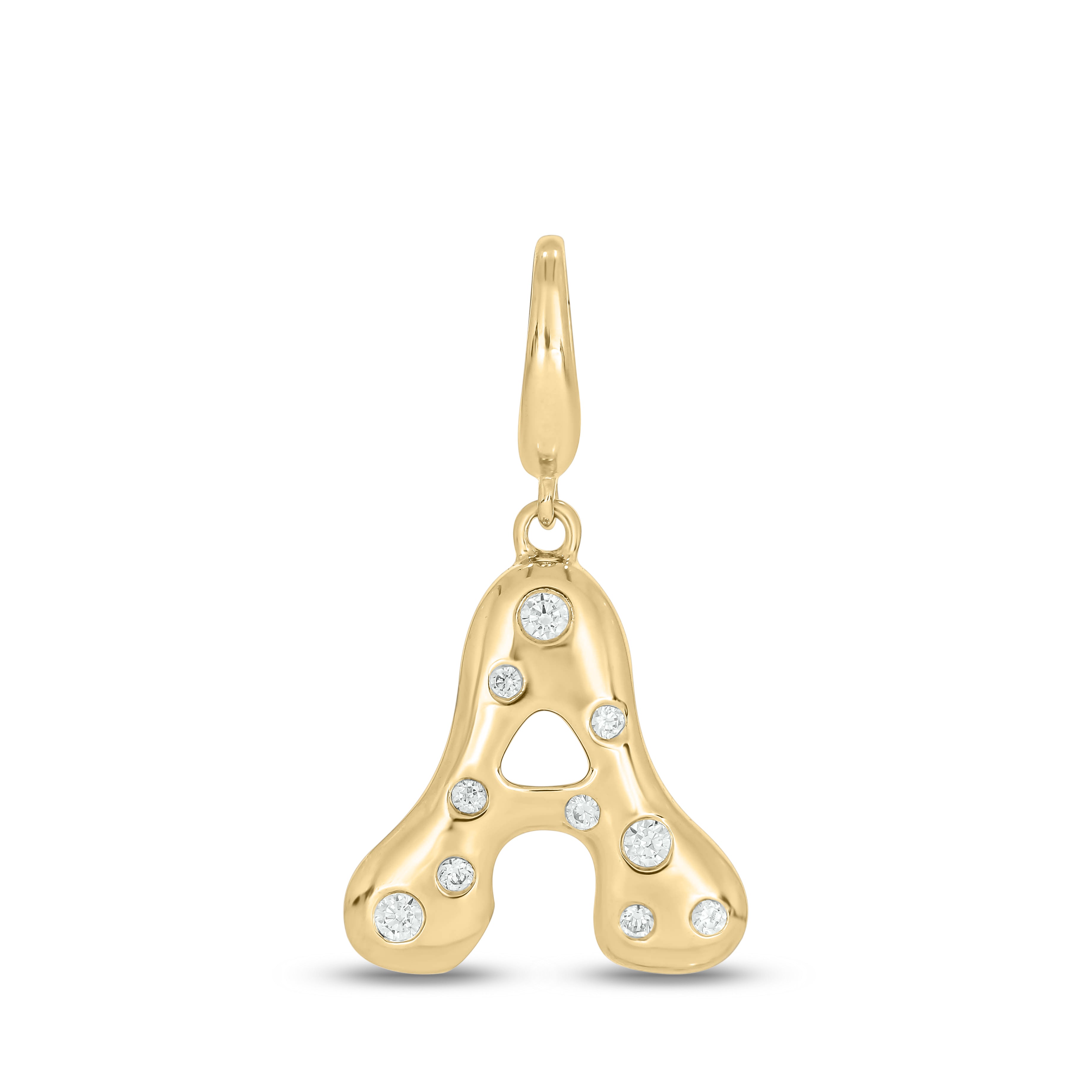 Diamond Bubble Initial Charm Necklace