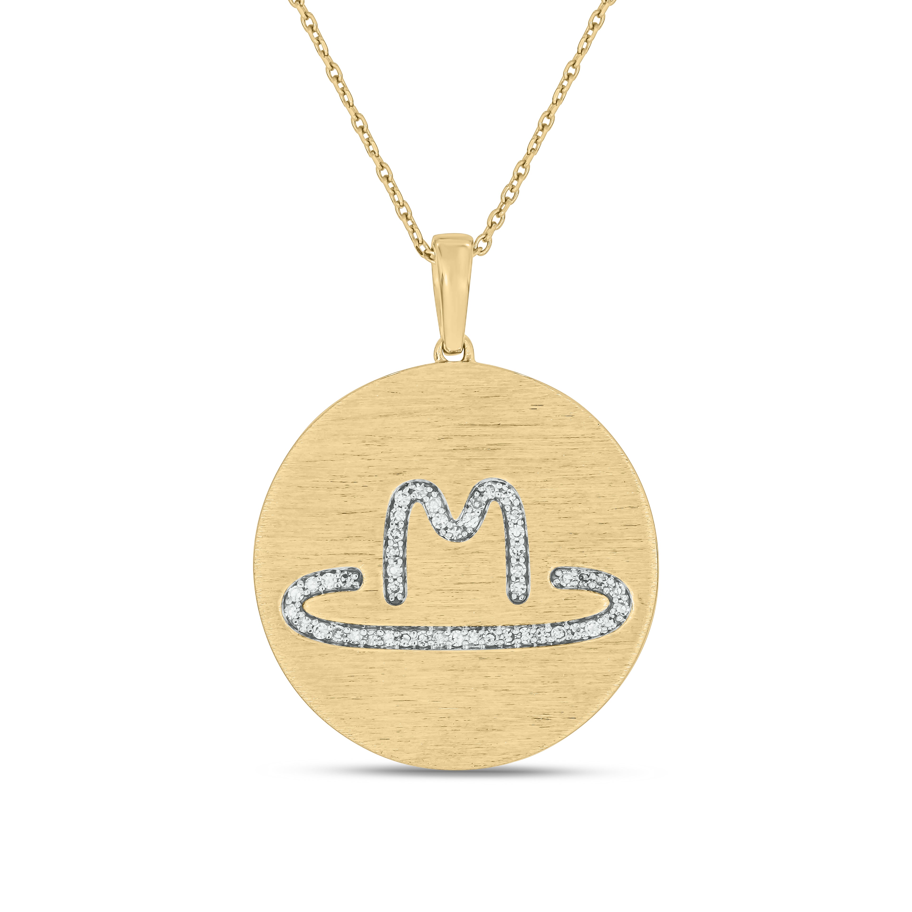 Personalized Medallion 14k Gold and Diamond Cattle Brand Pendant - No Diamond Edge (DESIGN DEPOSIT ONLY)