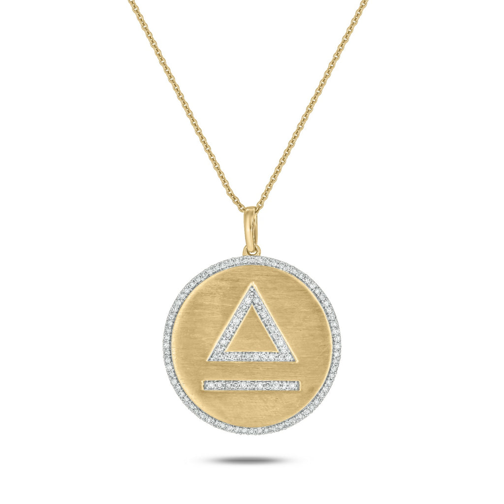 Tiangle Bar Design - Personalized 14k Gold and Diamond Cattle Livestock Brand Diamond Pendant
