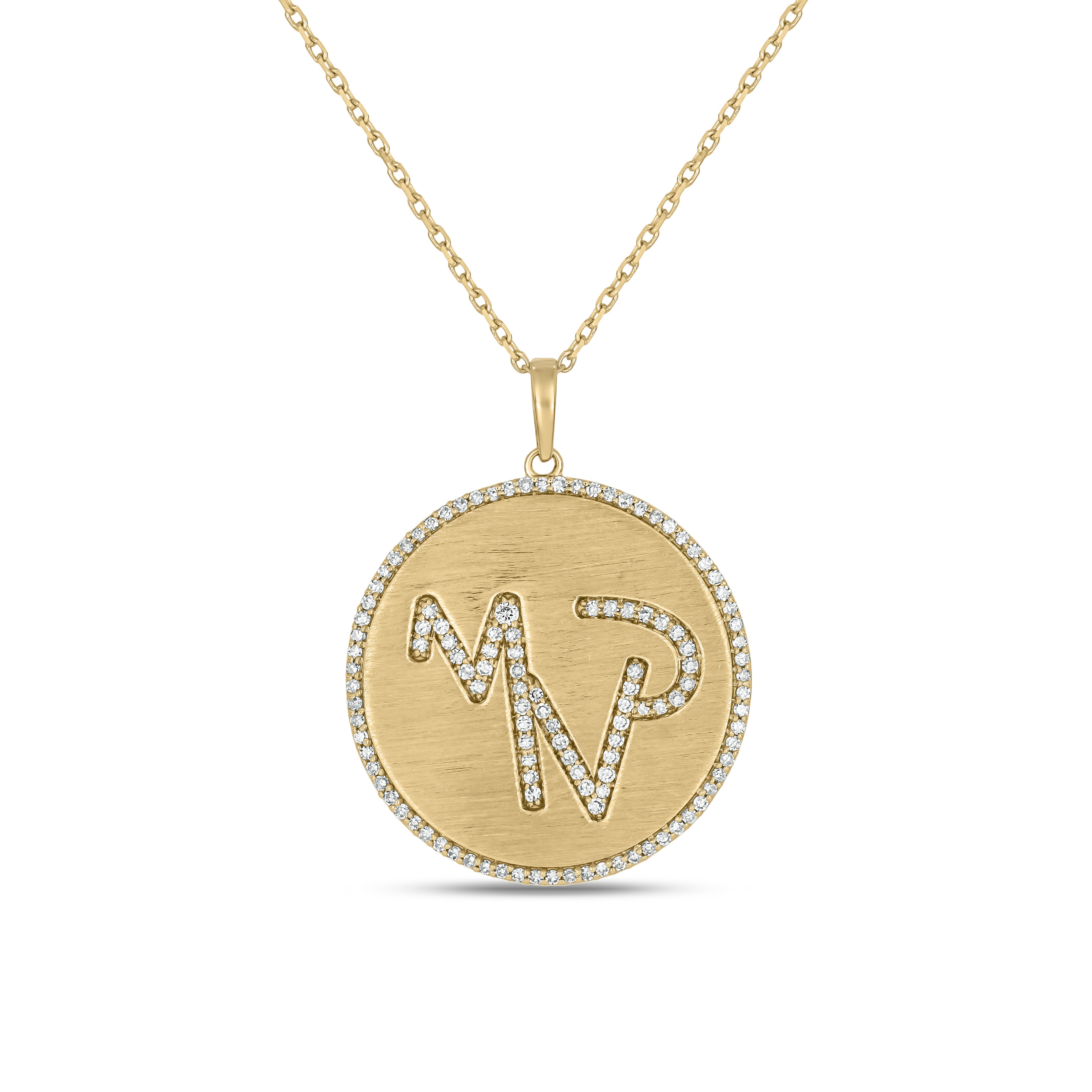 The Lee Medallion Personalized 14k Gold and Diamond Cattle Brand Pendant With Diamond Edge (DESIGN DEPOSIT ONLY)