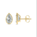 2 CT.T.W. Lab Grown Pear Shaped Diamond Bezel Set Solitaire Stud Earrings in 14K Gold
