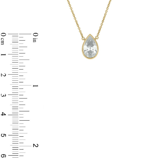 2 CT.T.W. Lab Grown Pear Shaped Diamond Bezel Set Solitaire Necklace in 14K Gold
