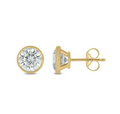 2 CT.T.W. Lab Grown Pointer Round Diamond Bezel Set Solitaire Stud Earrings in 14K Gold