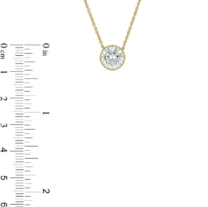 2 CT.T.W. Lab Grown Pointer Round Diamond Bezel Set Solitaire Necklace in 14K Gold