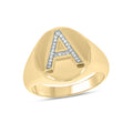 Main Image - Personalized Diamond Initial Letter Signet Ring  in gold