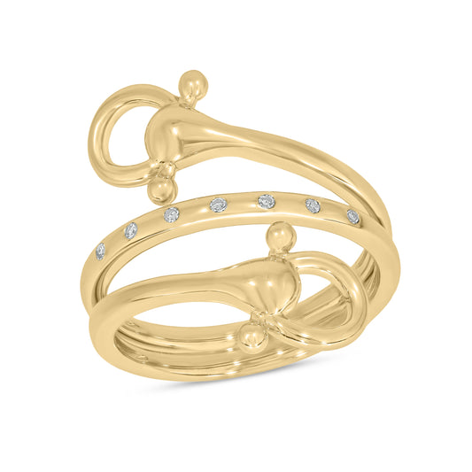 Diamond Accent Snaffle Bit Wrap Ring in 14K Gold