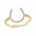 0.15 CT. T.W. Diamond Horseshoe Ring with Flush Set Diamond Band in 14K Gold