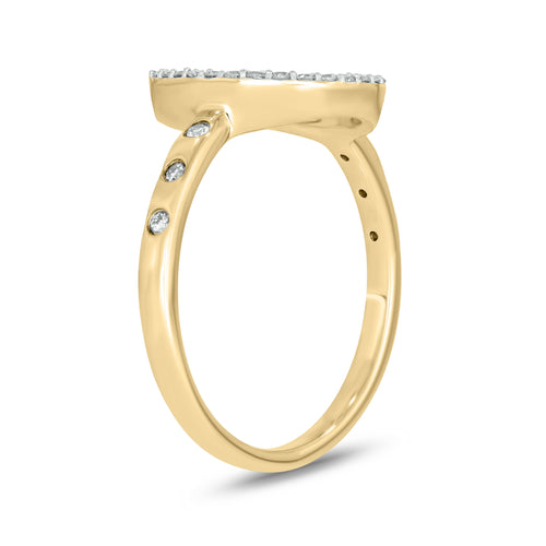 0.15 CT. T.W. Diamond Horseshoe Ring with Flush Set Diamond Band in 14K Gold