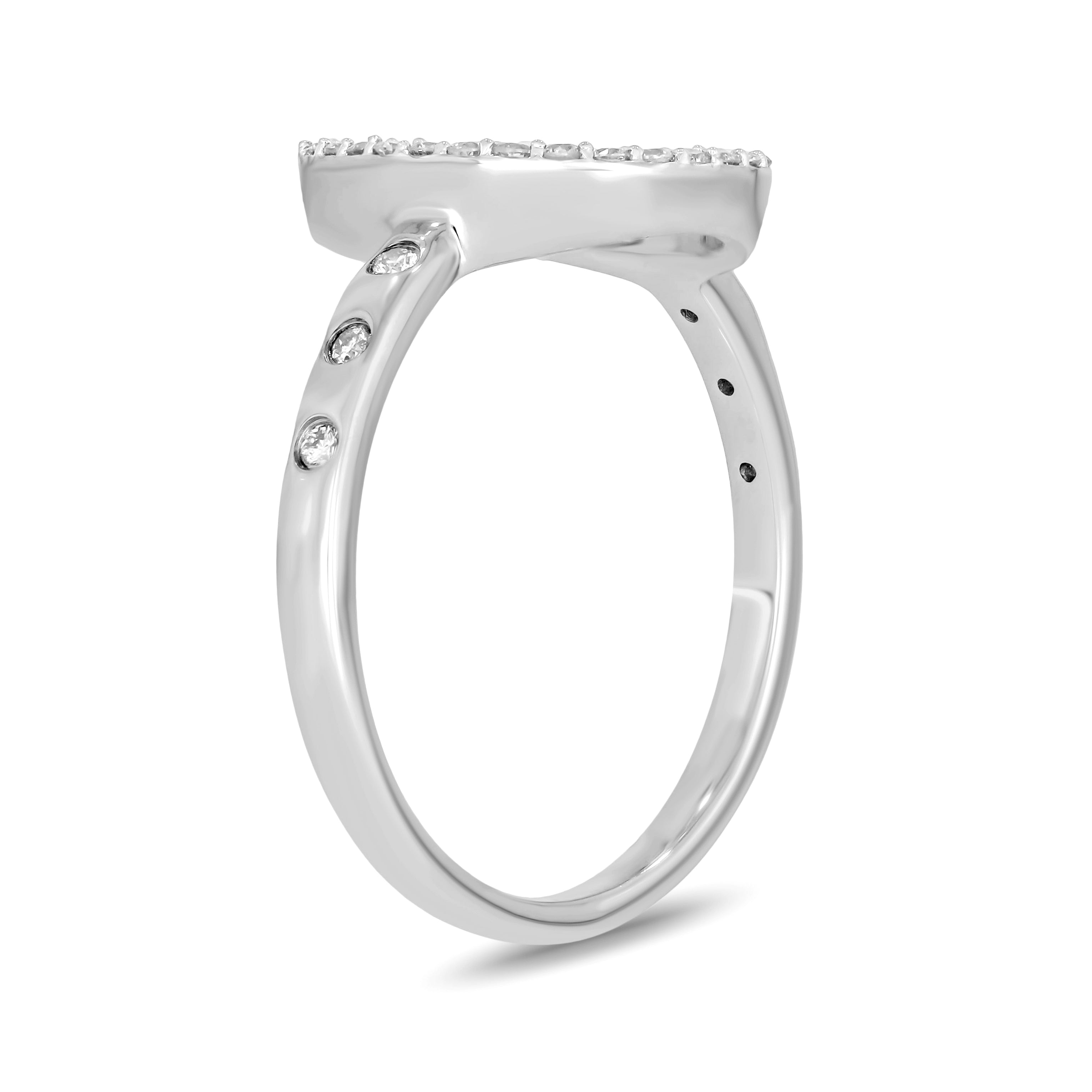 0.15 CT. T.W. Diamond Horseshoe Ring with Flush Set Diamond Band in 14K Gold