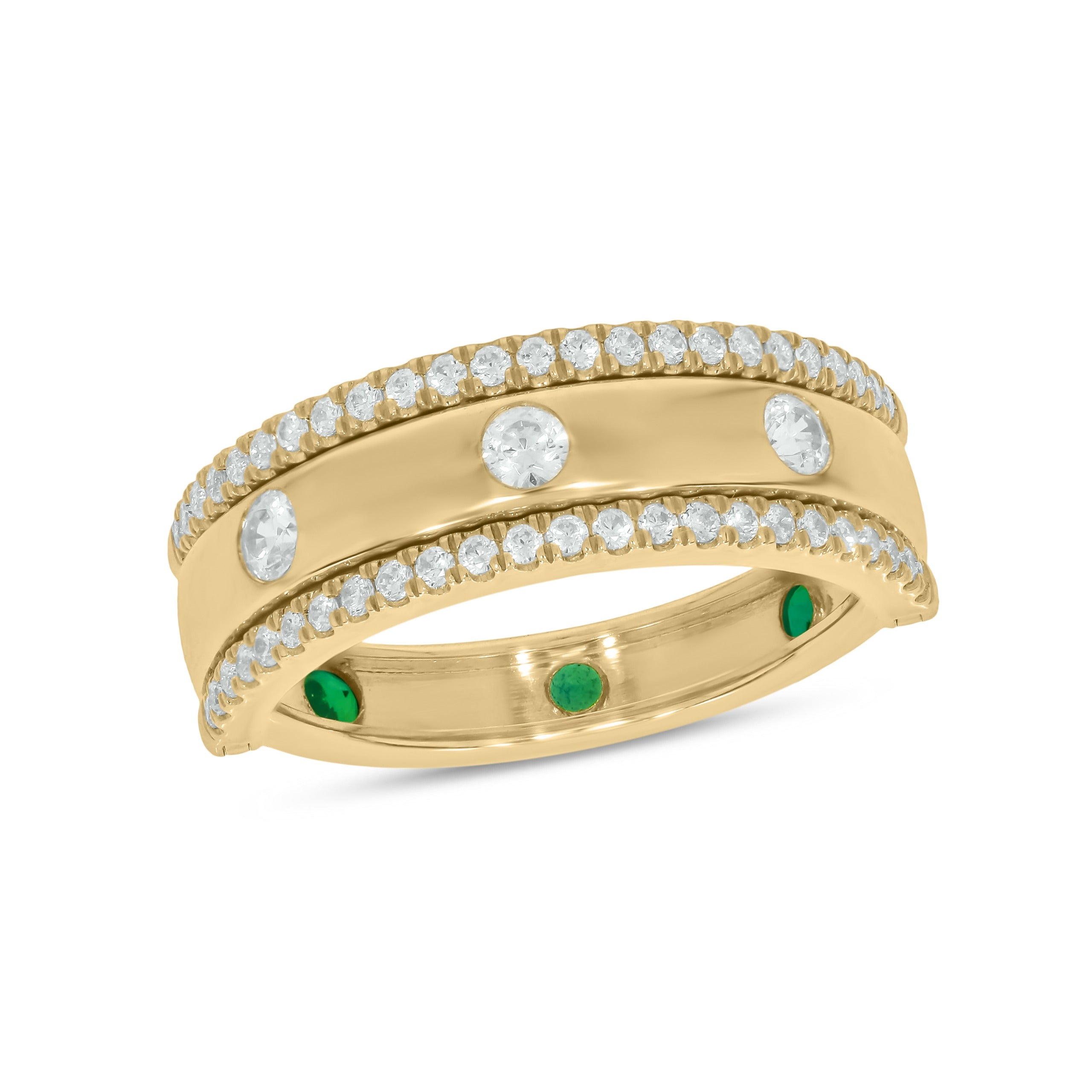 1/2 CT. T.W. Lab Created Diamond Band & Flush Set Gemstone Versatile Flip Birthstone Ring in 14K Gold
