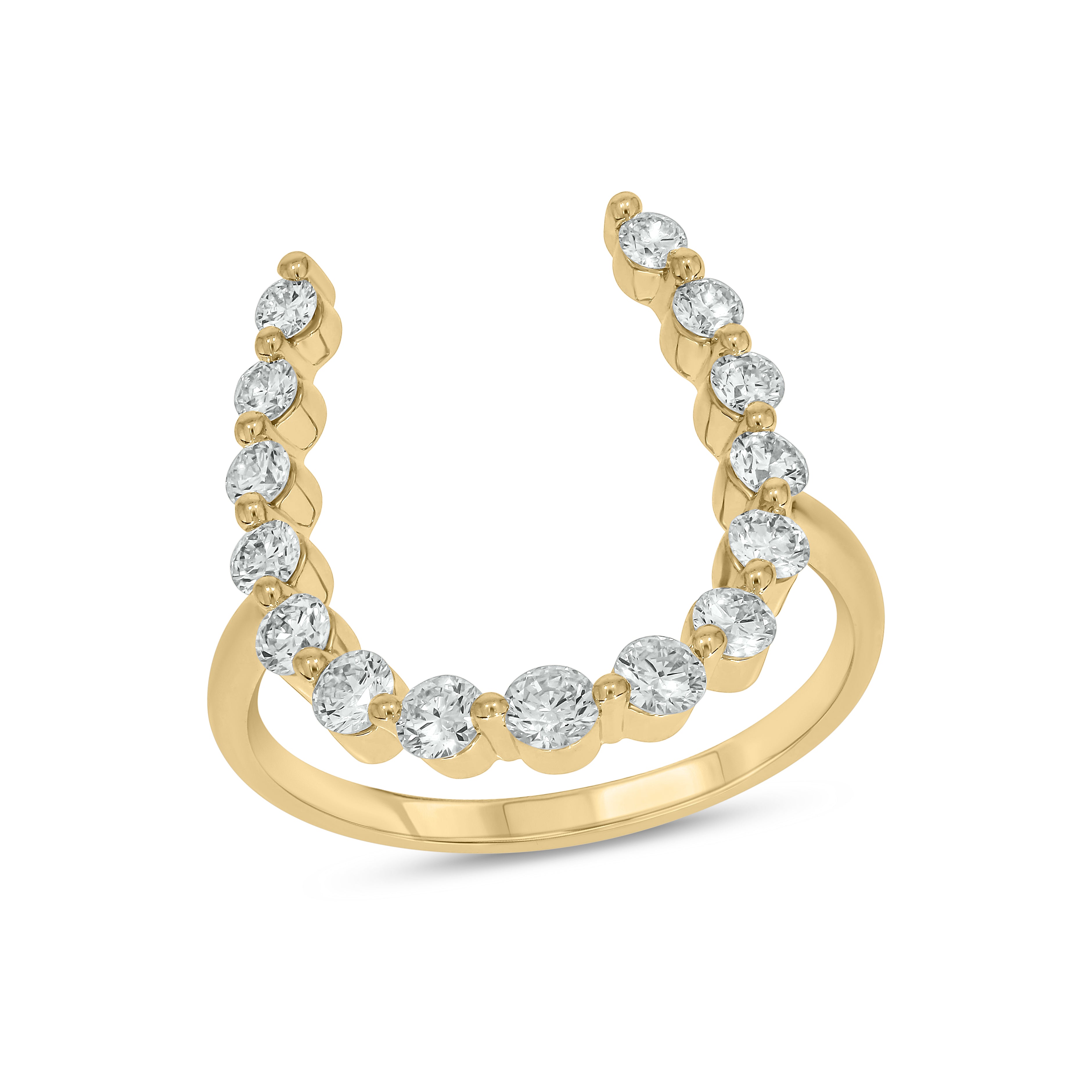 1 CT. T.W. Graduated Lab Grown Diamond Horseshoe Ring in 14K Gold