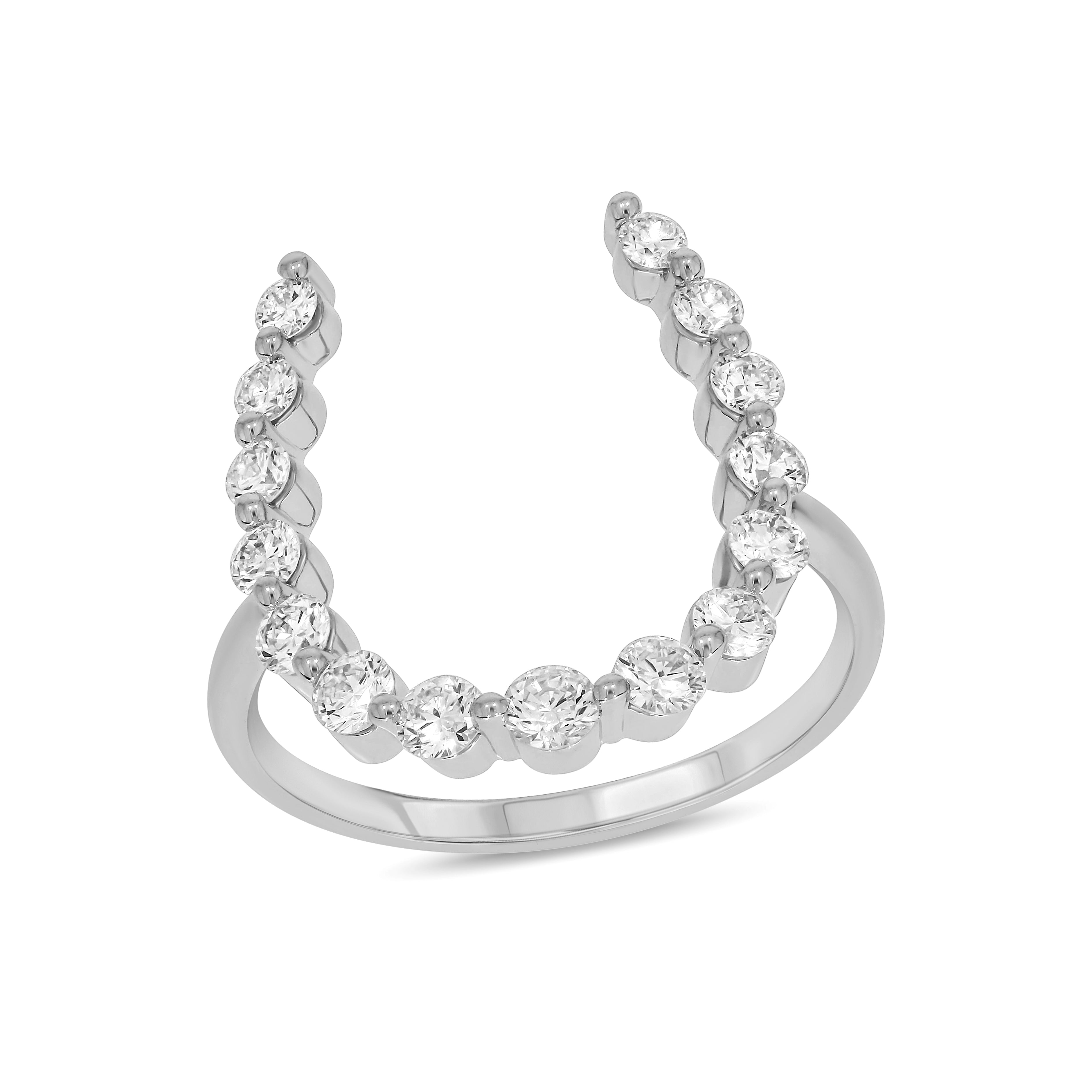 1 CT. T.W. Graduated Lab Grown Diamond Horseshoe Ring in 14K Gold
