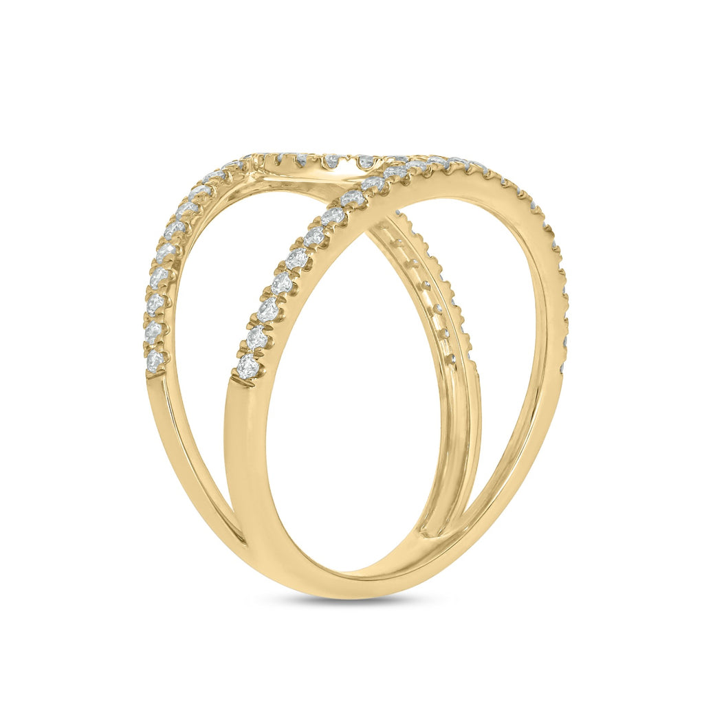1/2 CT.T.W. Diamond Split Shank Horseshoe Ring in Silver