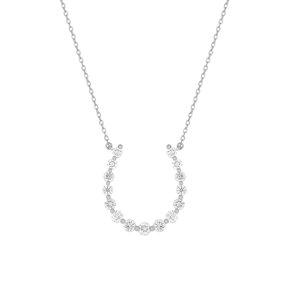 1 CT.T.W. Single Shared Prong Lab Grown Graduated Diamond Horseshoe Necklace