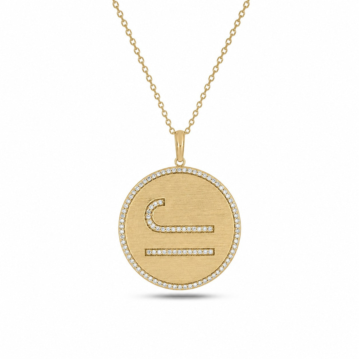The Lee Medallion Personalized 14k Gold and Diamond Cattle Brand Pendant With Diamond Edge (DESIGN DEPOSIT ONLY)