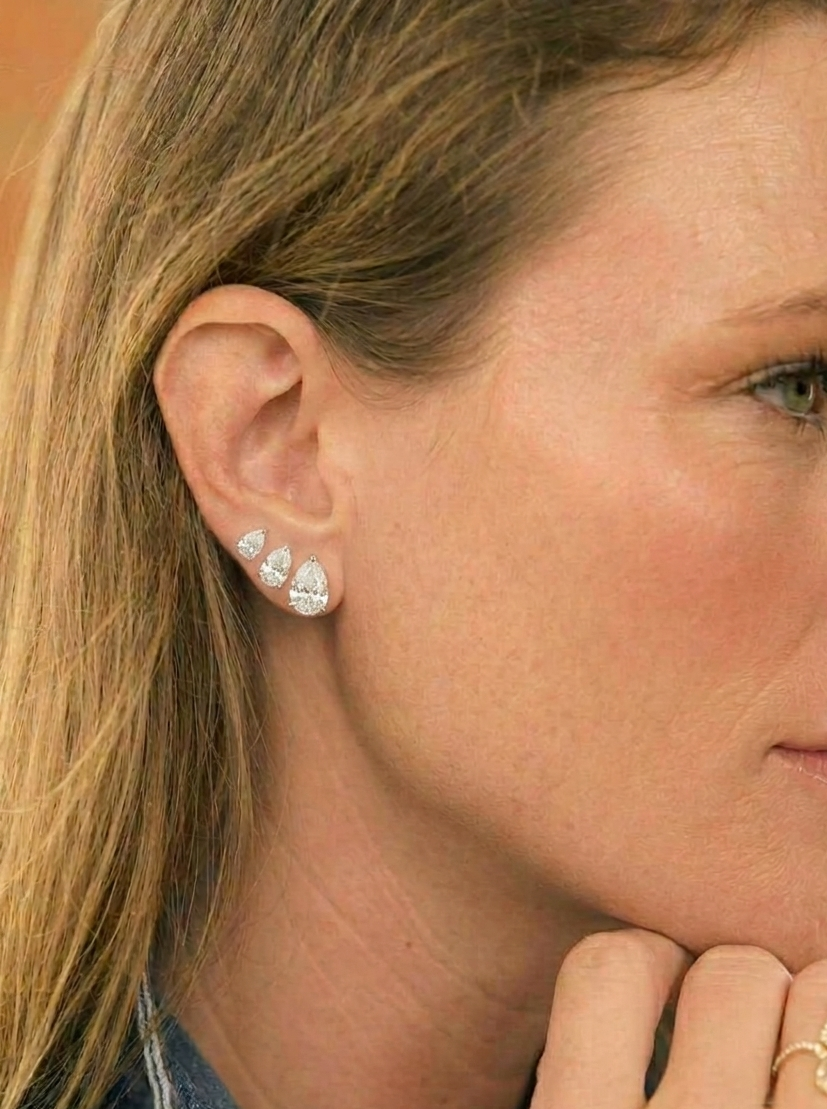 Pear Shaped Classic 3-Prong Lab Grown Diamond Studs