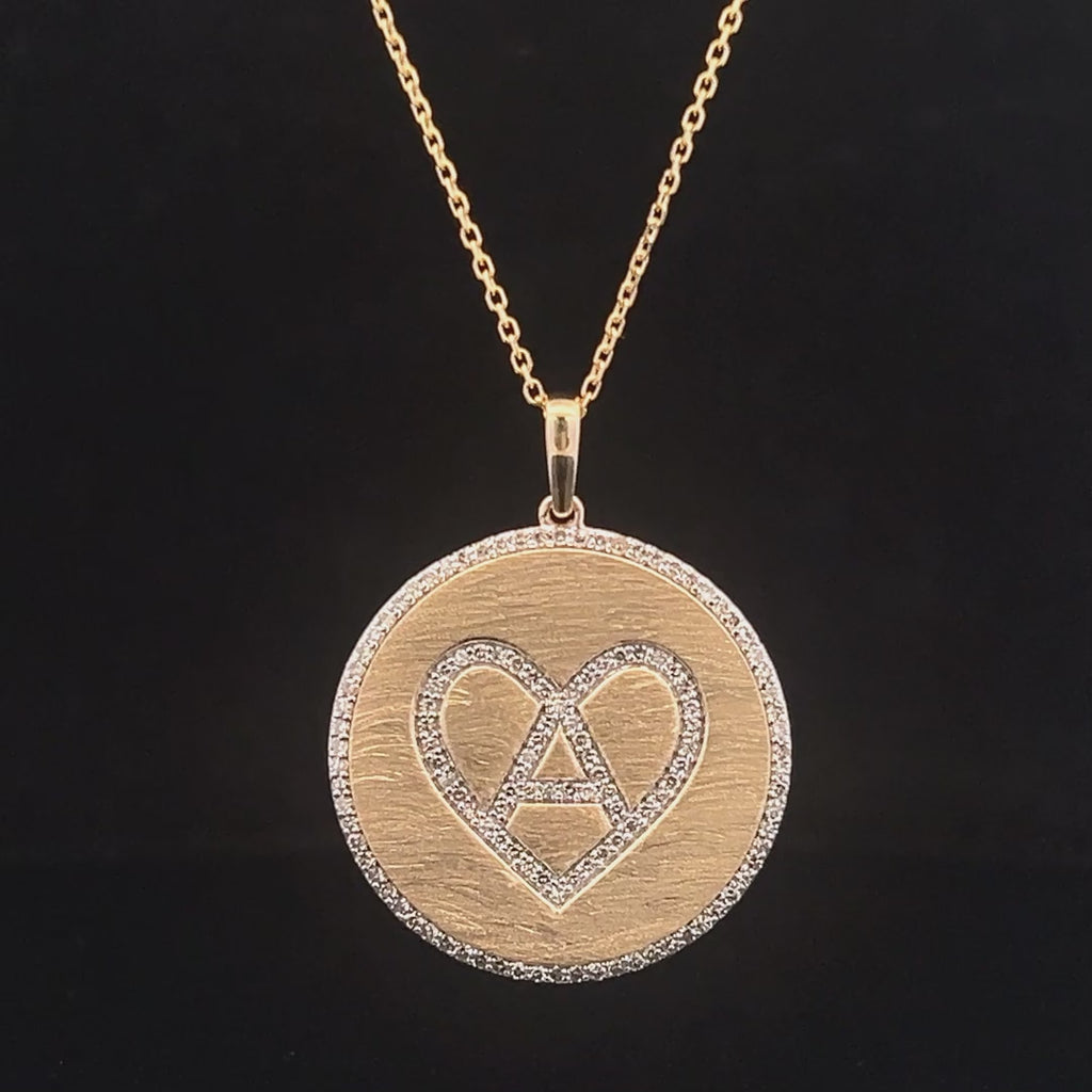 The Lee Medallion Personalized 14k Gold and Diamond Cattle Brand Pendant With Diamond Edge (DESIGN DEPOSIT ONLY)