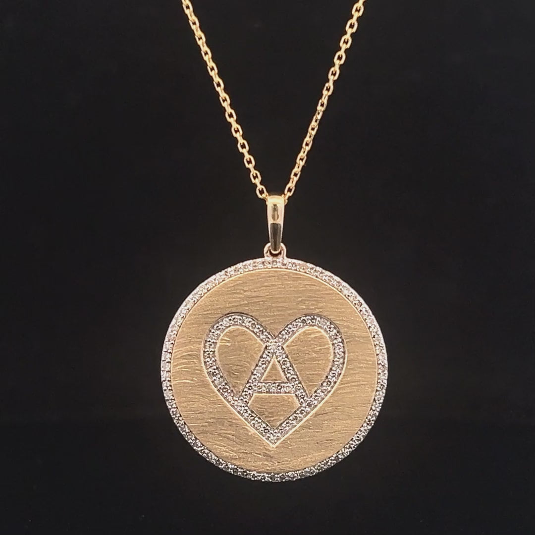 The Lee Medallion Personalized 14k Gold and Diamond Cattle Brand Pendant With Diamond Edge (DESIGN DEPOSIT ONLY)