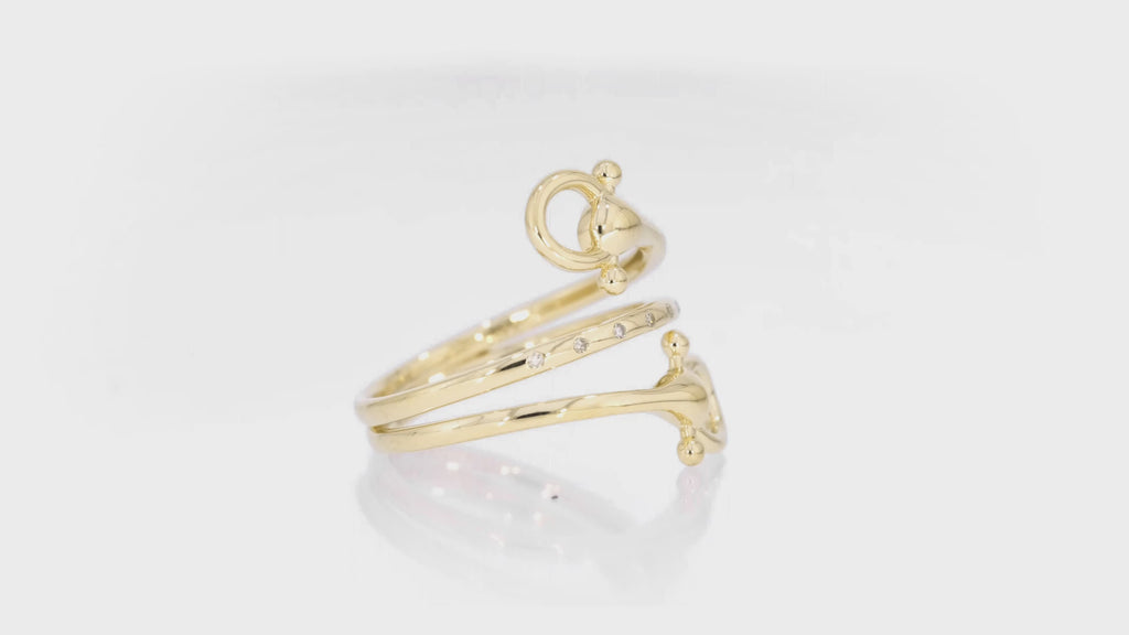 Diamond Accent Snaffle Bit Wrap Ring in 14K Gold