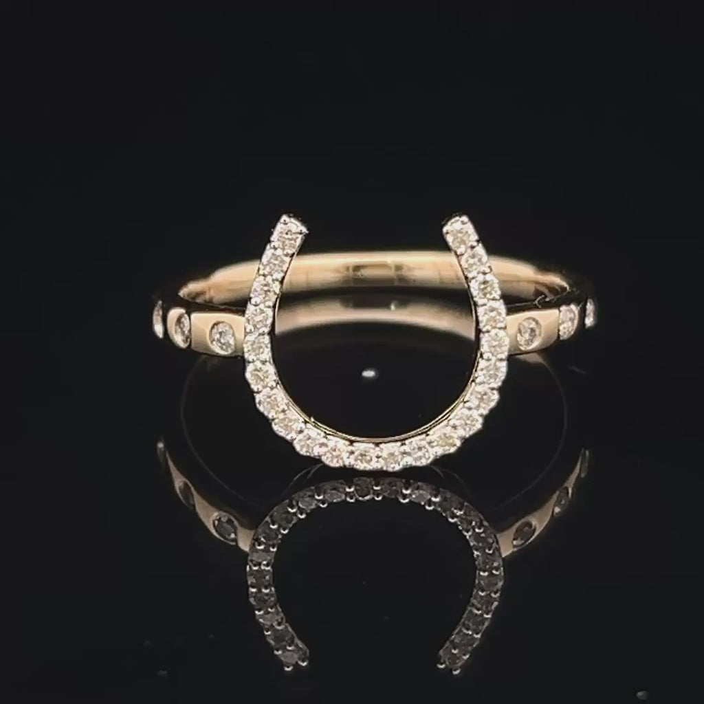 0.15 CT. T.W. Diamond Horseshoe Ring with Flush Set Diamond Band in 14K Gold